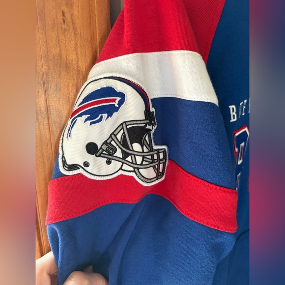 Buffalo Bills Hooded Pullover Blue and Red Sweatshirt - Picture 3 of 9